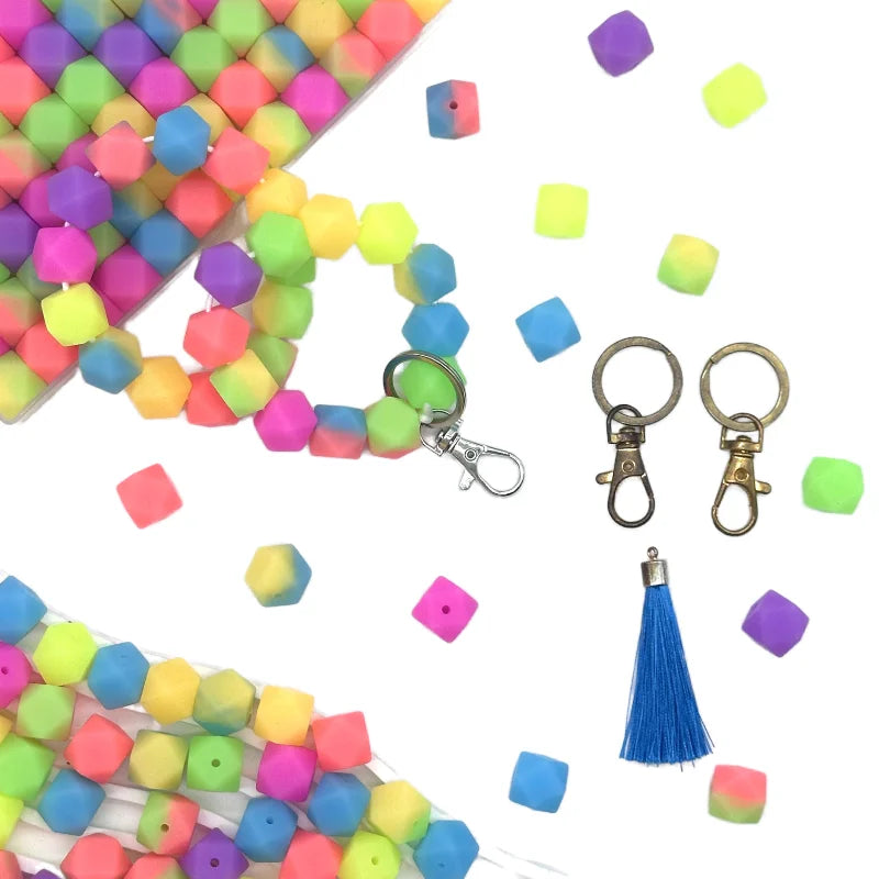 14mm 10/20pcs luminous hexagon silicone beads DIY necklaces Jewelry bracelets bag chains key chains car decoration chains beads