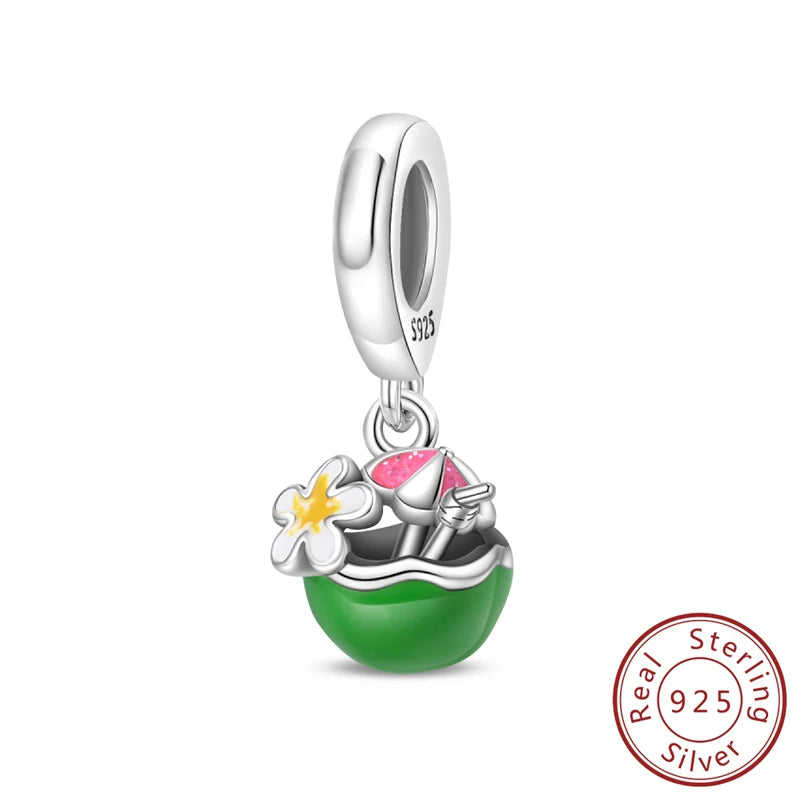 Original Charms Beads 925 Sterling Silver Cherry Strawberry Avocado Watermelon Fruits Charms Pendants For Woman Jewelry Making