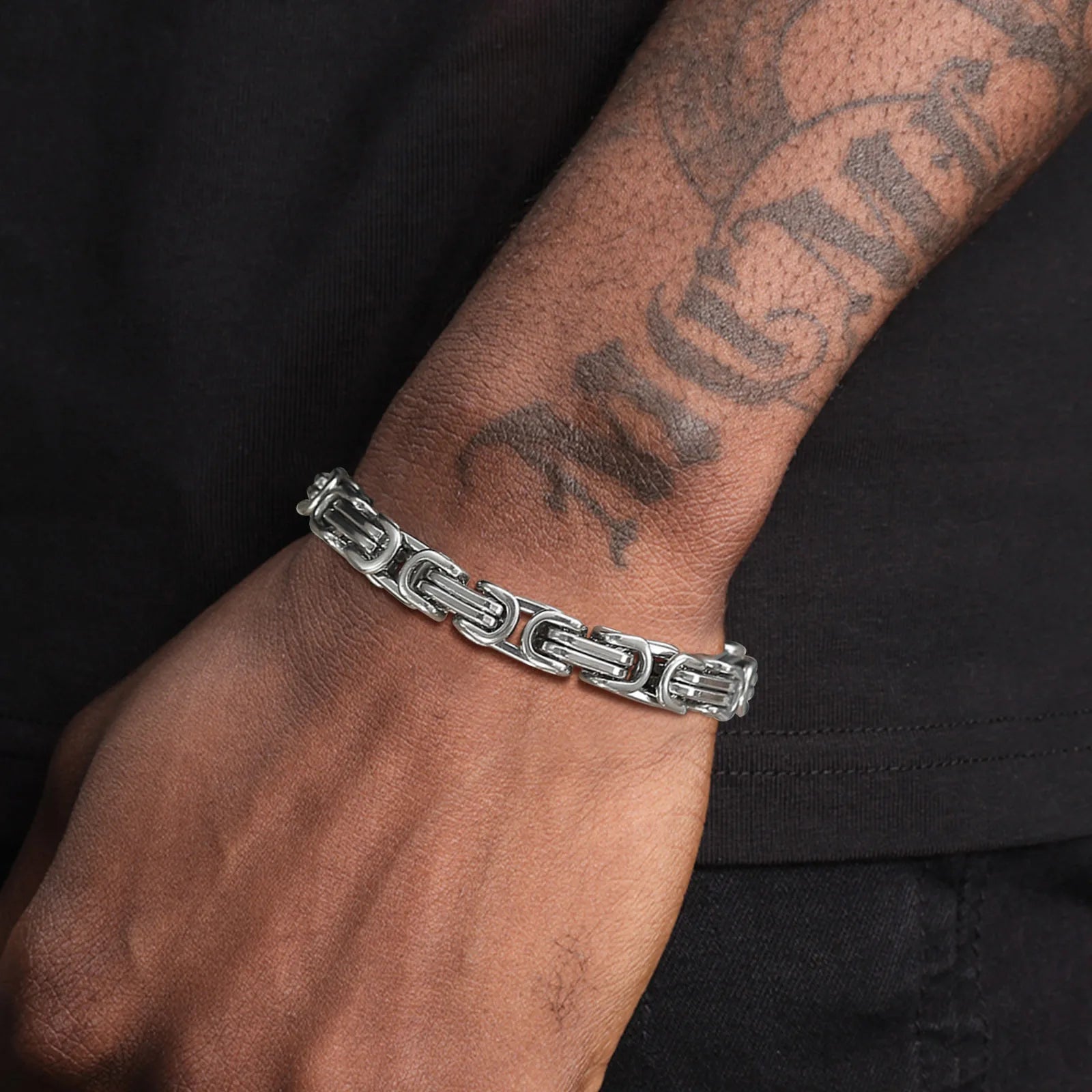 Vnox Stylish Byzantine Chain Bracelet for Men Women Boys, Waterproof Stainless Steel Link Wristband, 4/5/6/6.5/8mm Wide - Madeinsea©