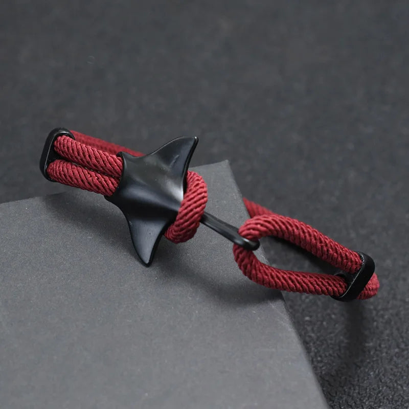 Men Devilfish Bracelet Adjustable Marine Animal Hand Rope Beach Surf Long Rope Manta Braclet Wristlet Jewelry Pulseira
