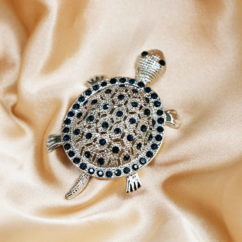Luxury Rhinestone Hollow Turtle Brooches for Women