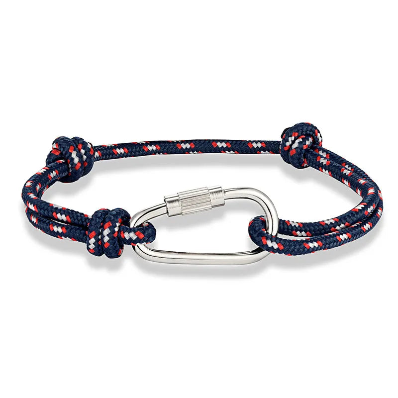 MKENDN High Quality Men Paracord Rope Survival Bracelet Women Adjustable Waterproof Surfer Rope Carabiner Shackle Jewelry