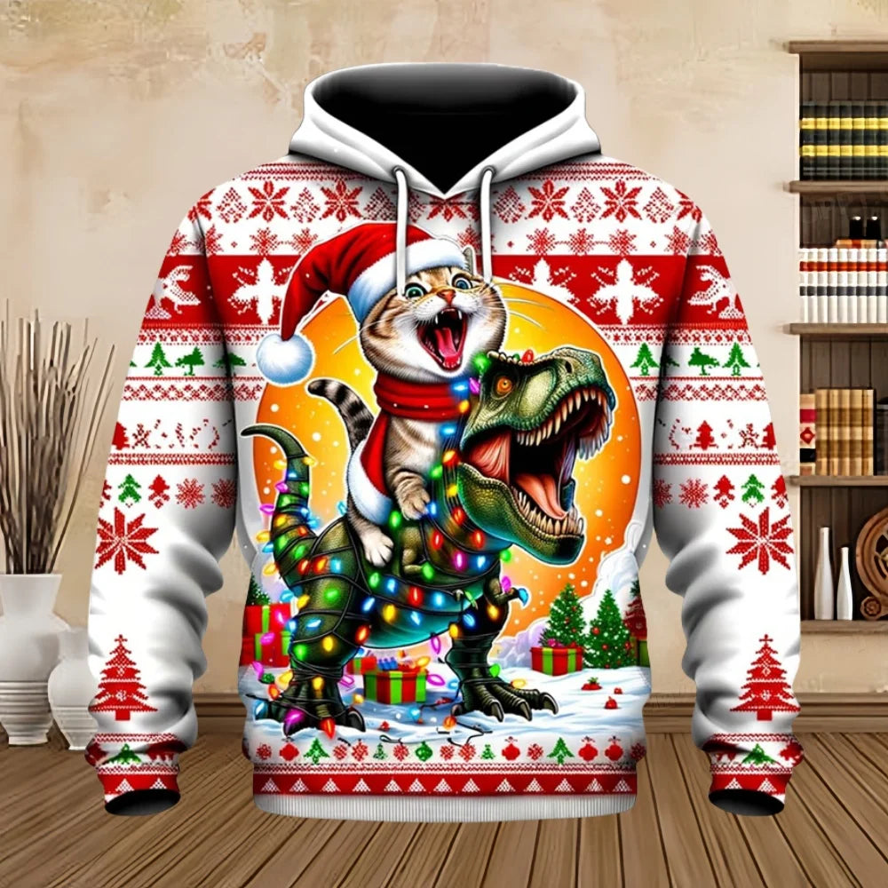 2025 Merry Christmas Graphic Sweatshirts Tree Pullover Hoodies for Men Clothes Santa Claus Hoody Snowman Sweatshirts Unisex Top