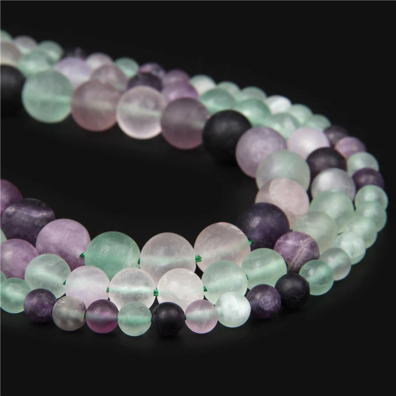 Hot Sales Natural Fluorite Beads Smooth Purple Round Loose Beads For Jewelry Making Bracelet Accessries 4 6 8 10 12MM 15" Strand