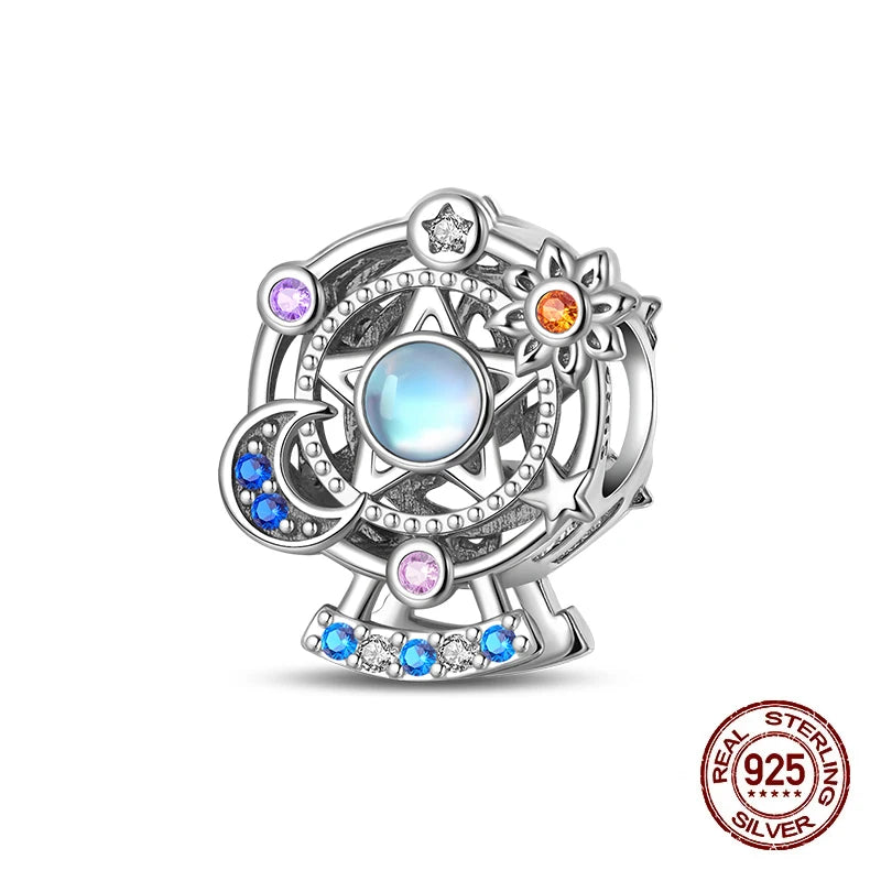 100% 925 Sterling Silver Stars Moon Sun Zircon Eye Cross Charms Beads Fit Original Bracelets DIY Jewelry For Women Protect Gifts