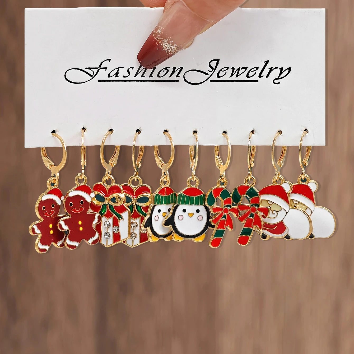 Cross border New Halloween Christmas Holiday Party Series Metal Oil Drop Earrings Set Cute Santa Gingerbread Man Pumpkin Head Ba