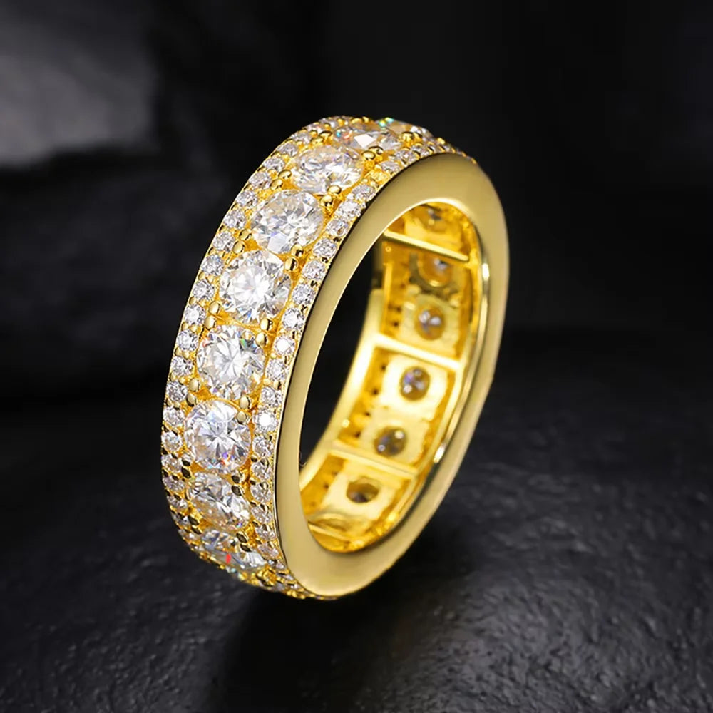 Serenity 4mm D Color all Moissanite Rings for Women Men 100% S925 Sterling Silver Plated 18K Hip Hop Trend Ring Fine Jewelry GRA