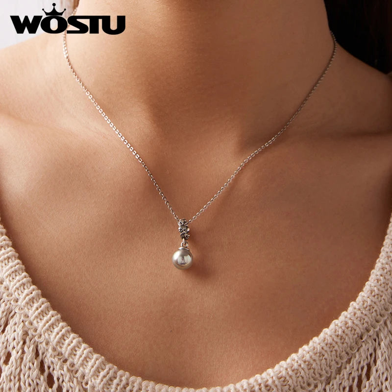 WOSTU 925 Sterling Silver Vintage Gothic Black Rose Flower Heart Beads, Retro Pearl Pendant Rainbow Charms Fit DIY Jewelry Make