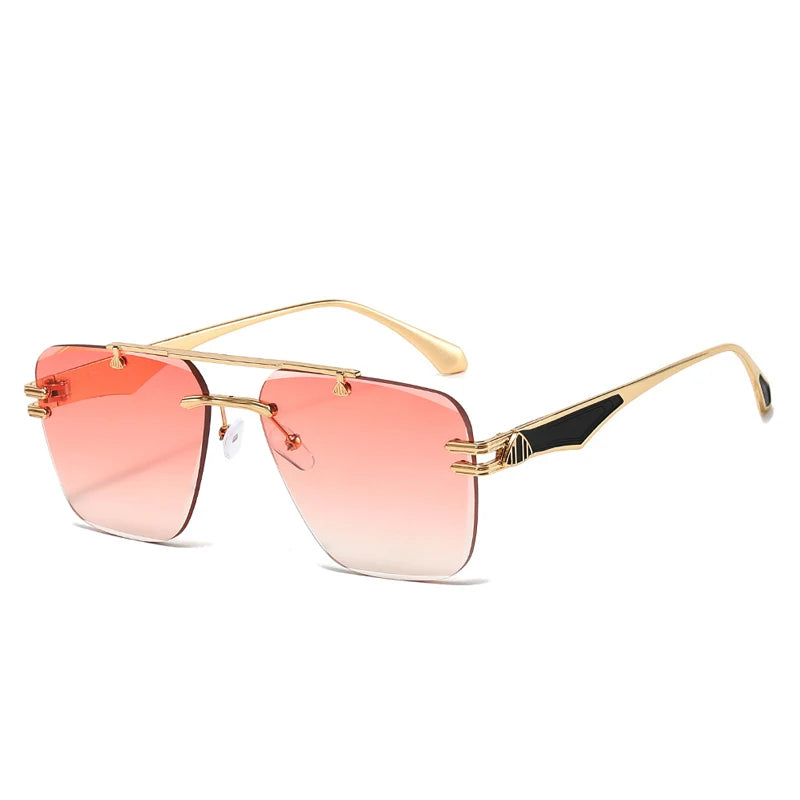 2025 INS Popular Rimless Pilot Sunglasses Men Women Square Shades Retro Brand Female Sun Glasses Vintage Fashion Oculos De Sol