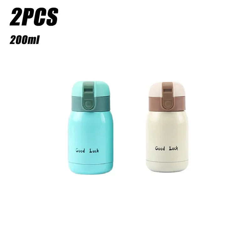 1/2PCS Goodluck Small Cute Mini Thermos Cup MINI Portable Creative Pot Belly Water Cup Pocket Cup with Hand Gift