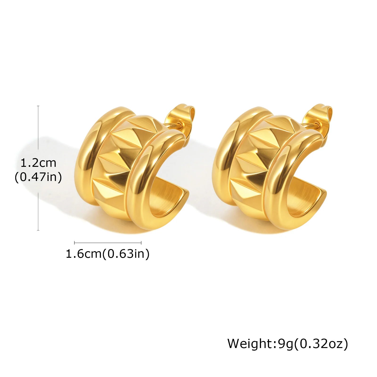 Boucles d'oreilles Vnox pour piercing cartilage femme, boucles d'oreilles larges en acier inoxydable de forme irrégulière en C, bijoux plaqués or