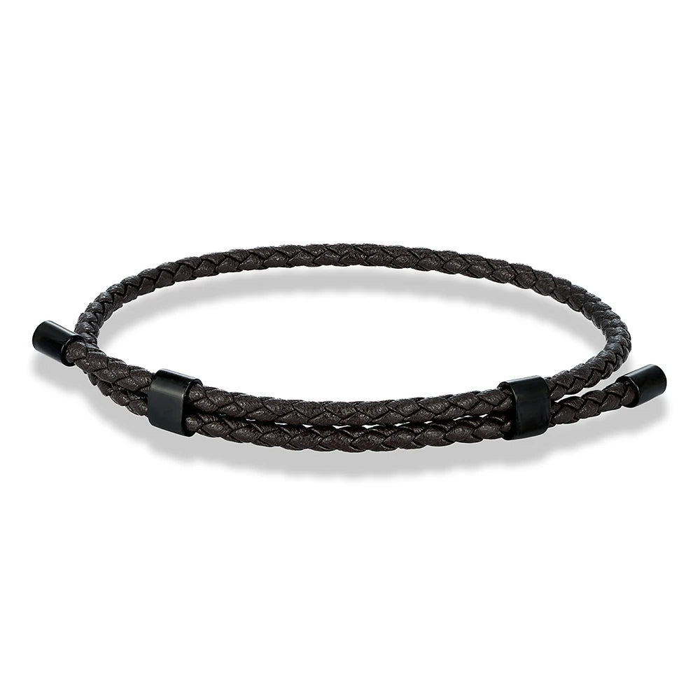 MKENDN Simple Style Men Titanium Steel Bracelet 3mm Red Leather Braided Rope Women High Quality Adjustable Charm Jewelry