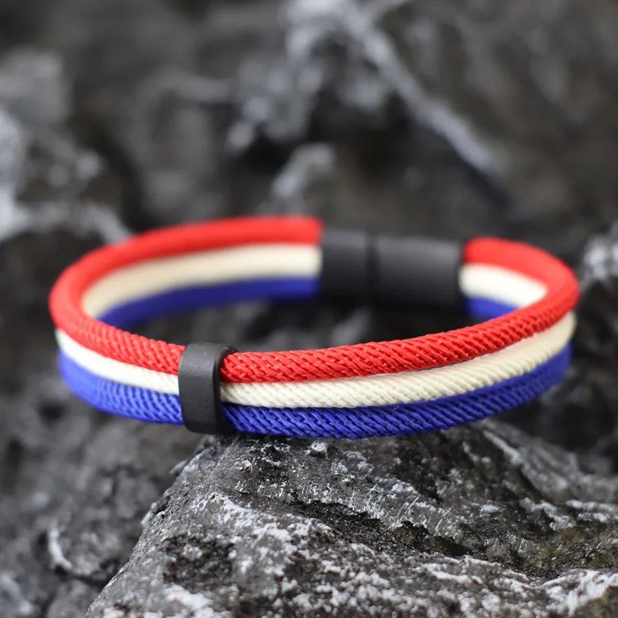 Handmade National Flag Color Rope Bracelet Men Women Color&Size Can Be Customized Grade A Thread Charm Braslet Cool Riding Joias