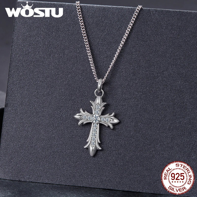 Collier pendentif croix en moissanite WOSTU pour femmes et hommes, Unsix for Believer, argent sS925, véritable moissanite, bijou d'accent