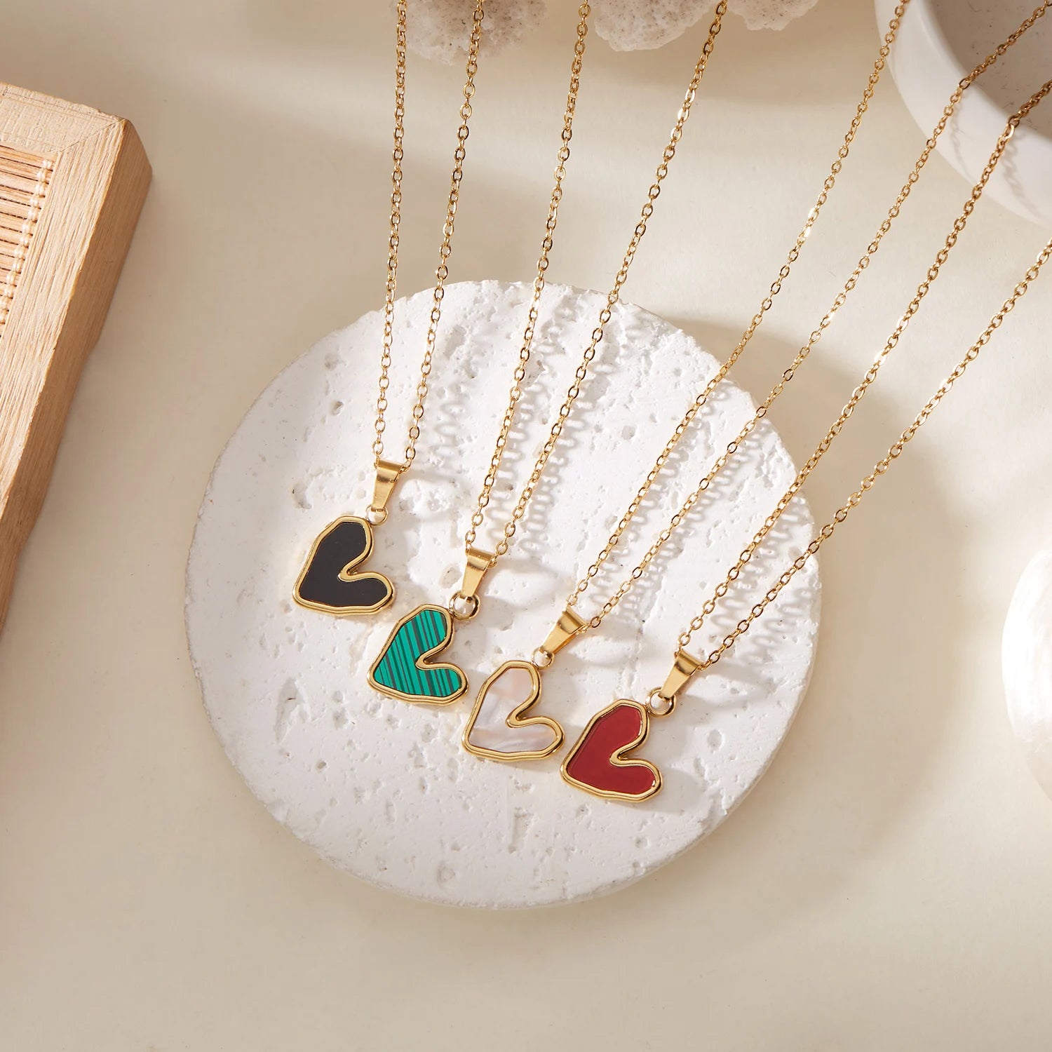 Stainless Steel Love Heart Necklace For Women Gold Color Colorful Pendant Choker Neck Chain Lover Party Birthday Jewelry Gifts