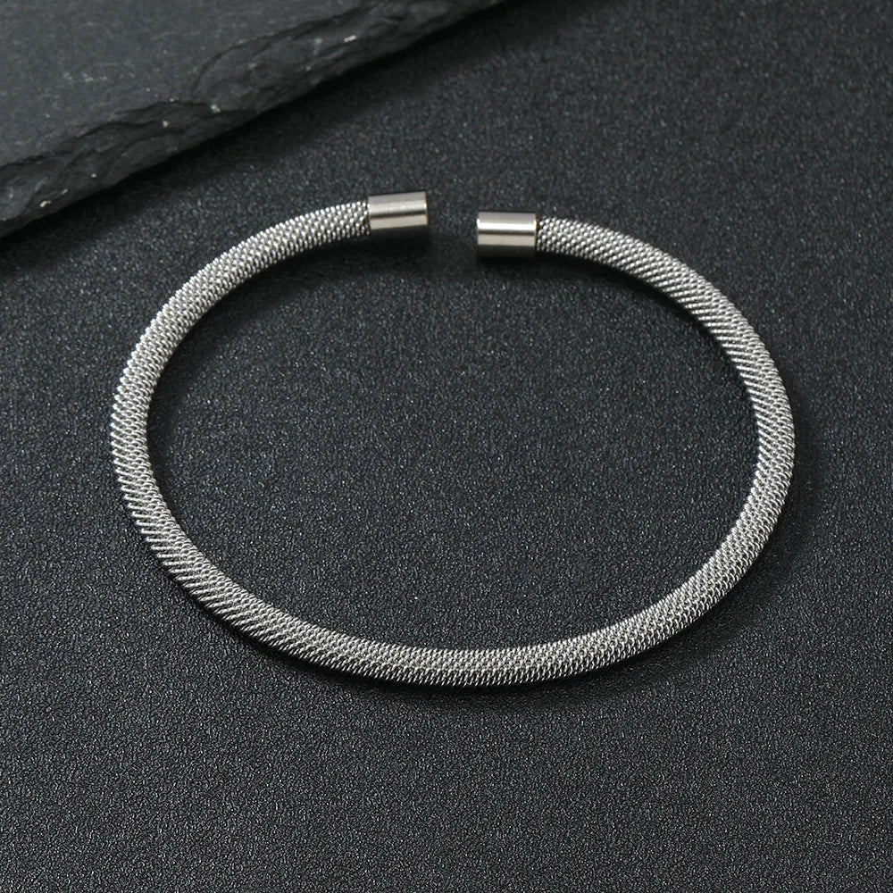 MKENDN Minimalist Men Women Mesh Bangle 4/5/6mm Width Stainless Steel Braclet Accesorios Mujer Luxury Jewelry Pulseira Joias