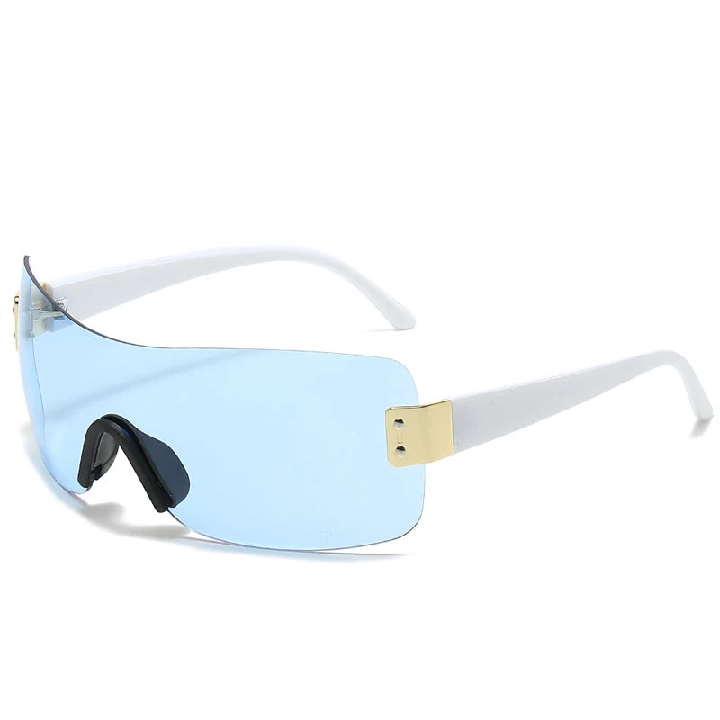 Luxury Brand Design One-Piece Y2K Rimless Punk Sunglasses Goggle Women Men Luxury Brand Wrap Around Sun Glasses Eyewear Sports