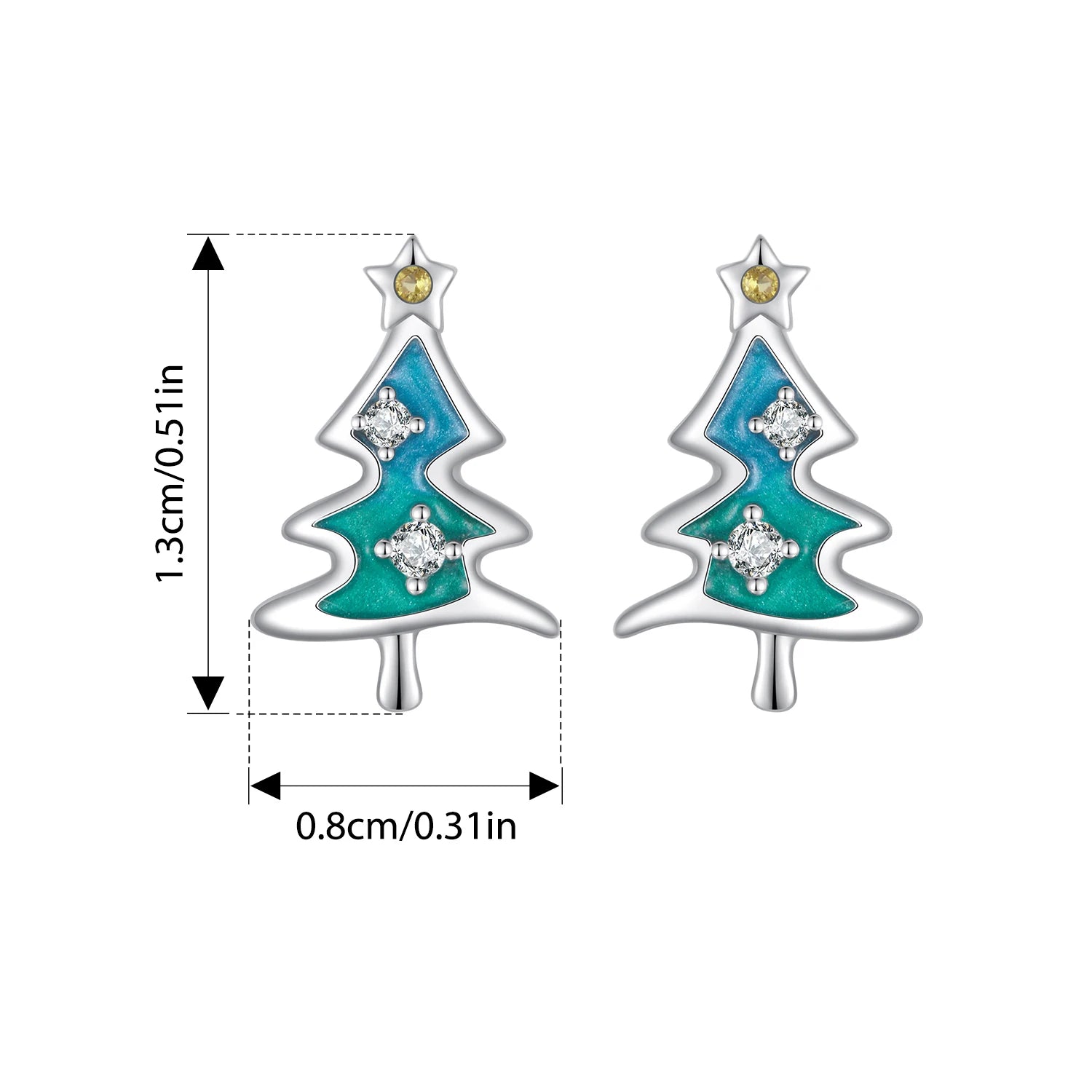 BISAER 925 Sterling Silver Santa Claus ChristmasTree Earrings for Teens, Dainty Hypoallergenic Studs Christmas Gifts Jewelry