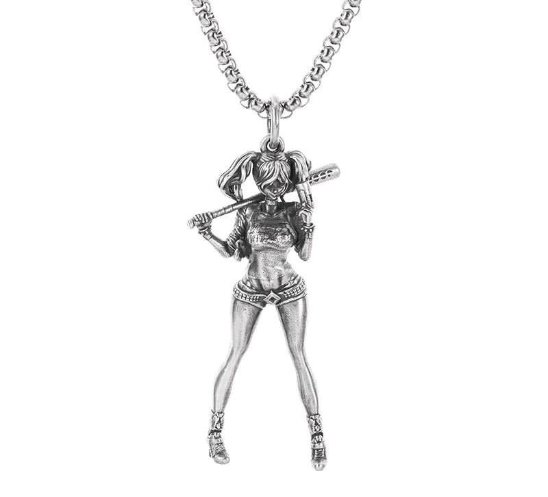 Silver-Plated Anime Mecha Beautiful Girl Girl Pendant Necklace Men and Women Hip-Hop Rock Punk Trendy Jewelry Gift - Madeinsea©