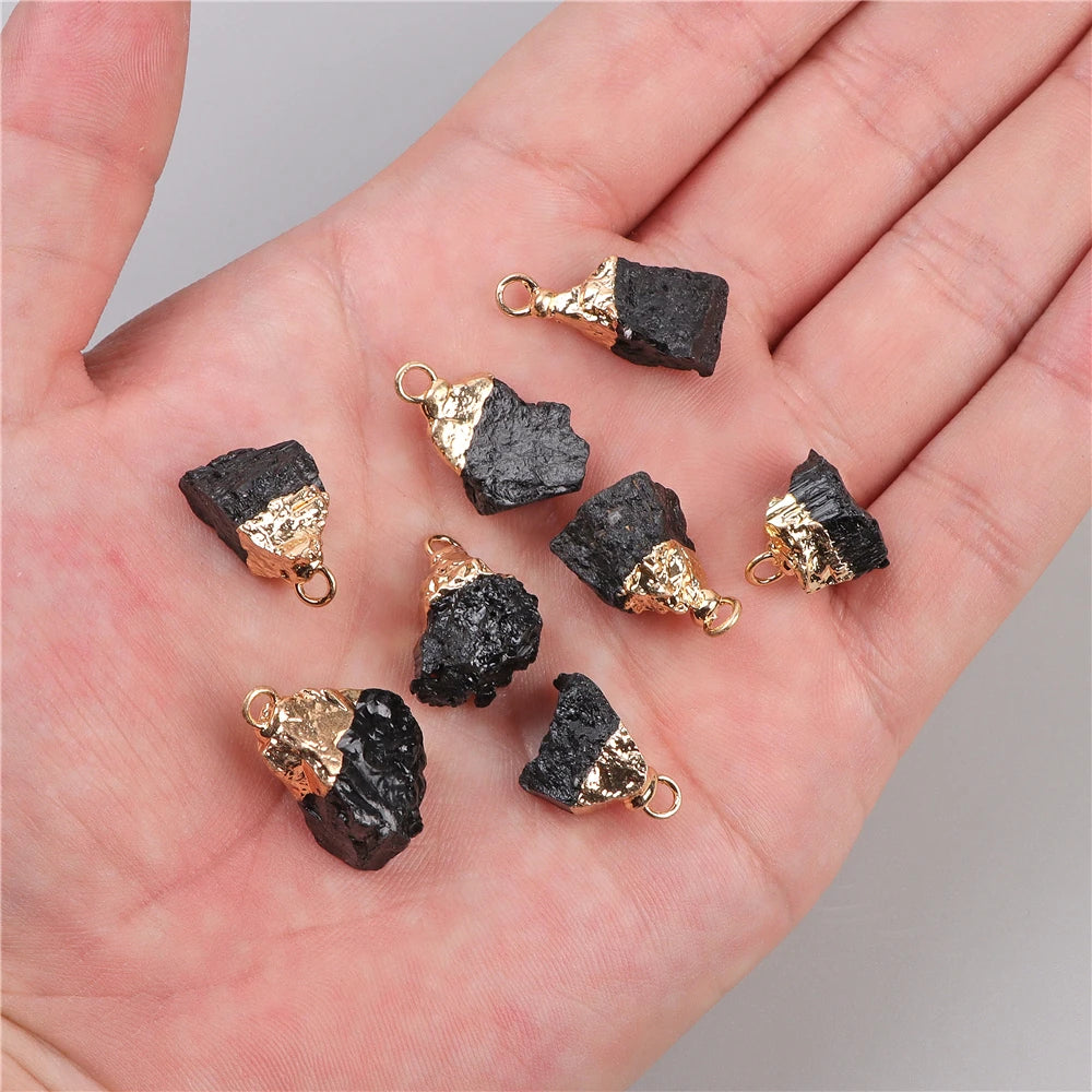 5pcs Natural Rough Stone Pendant Irregular Shape Healing Amethysts Labradorite Agat Quartz Pendants For DIY Handmade Necklace