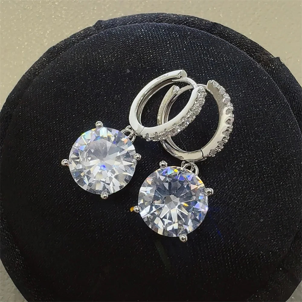 Serenity 10ct D Color Moissanite Drop Earrings for Women Wedding Bridal 100% 925 Sterling Silver Pendant Earrings Plated 18K GRA - Madeinsea©