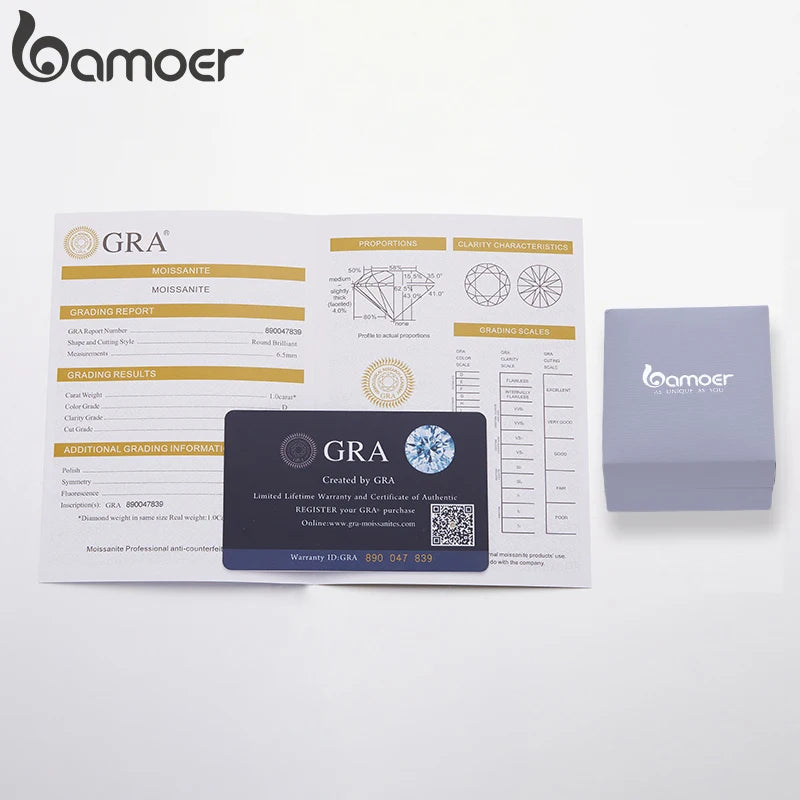 Bamoer D Farbe VVS1 EX Moissanite Ring Zarter Labor Diamant Ring 925 Sterling Silber für Frauen, Verlobung, Hochzeit Schmuck