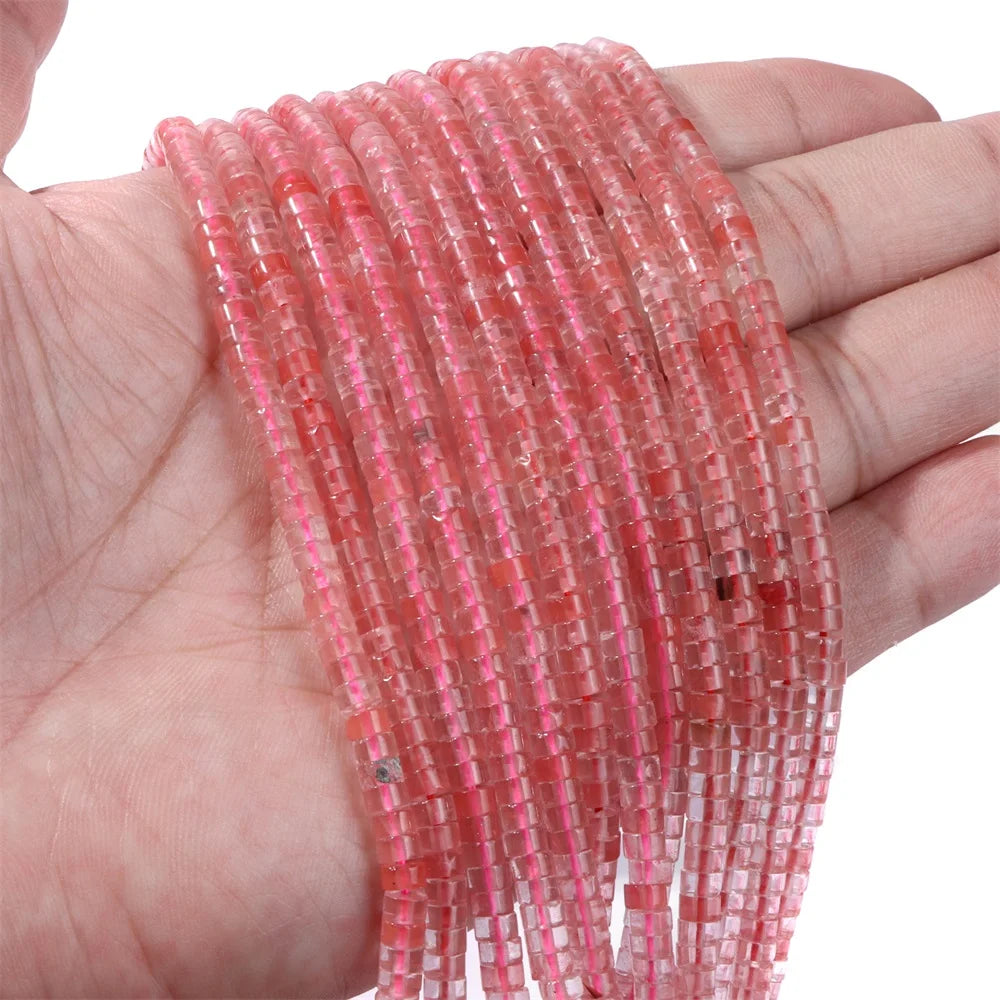 New Arrival Pink Stone Bead Natural Rose Quartzs Jades Jaspers Rondelle Shape Loose Beads For Jewelry Making  Accessories 2x4mm