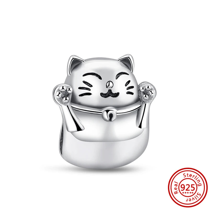 Authentic 100% 925 Sterling Silver Fit Original Pantaro Charms Bracelet Heart Round Style Simple Beads Women DIY Jewelry Making