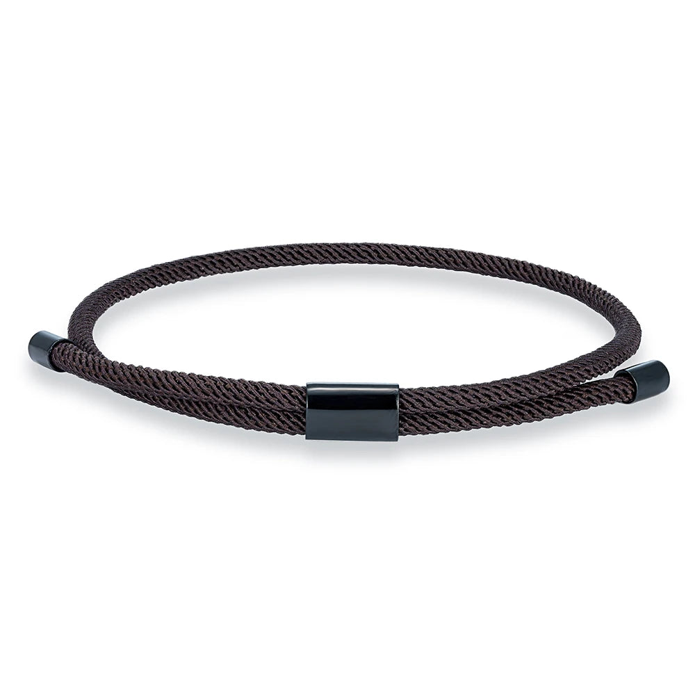 MKENDN Modisches schwarzes Nylonarmband für Damen und Herren aus strapazierfähigem Marine-Nylon mit poliertem schwarzem Edelstahlverschluss – schlichtes Schmuckstück