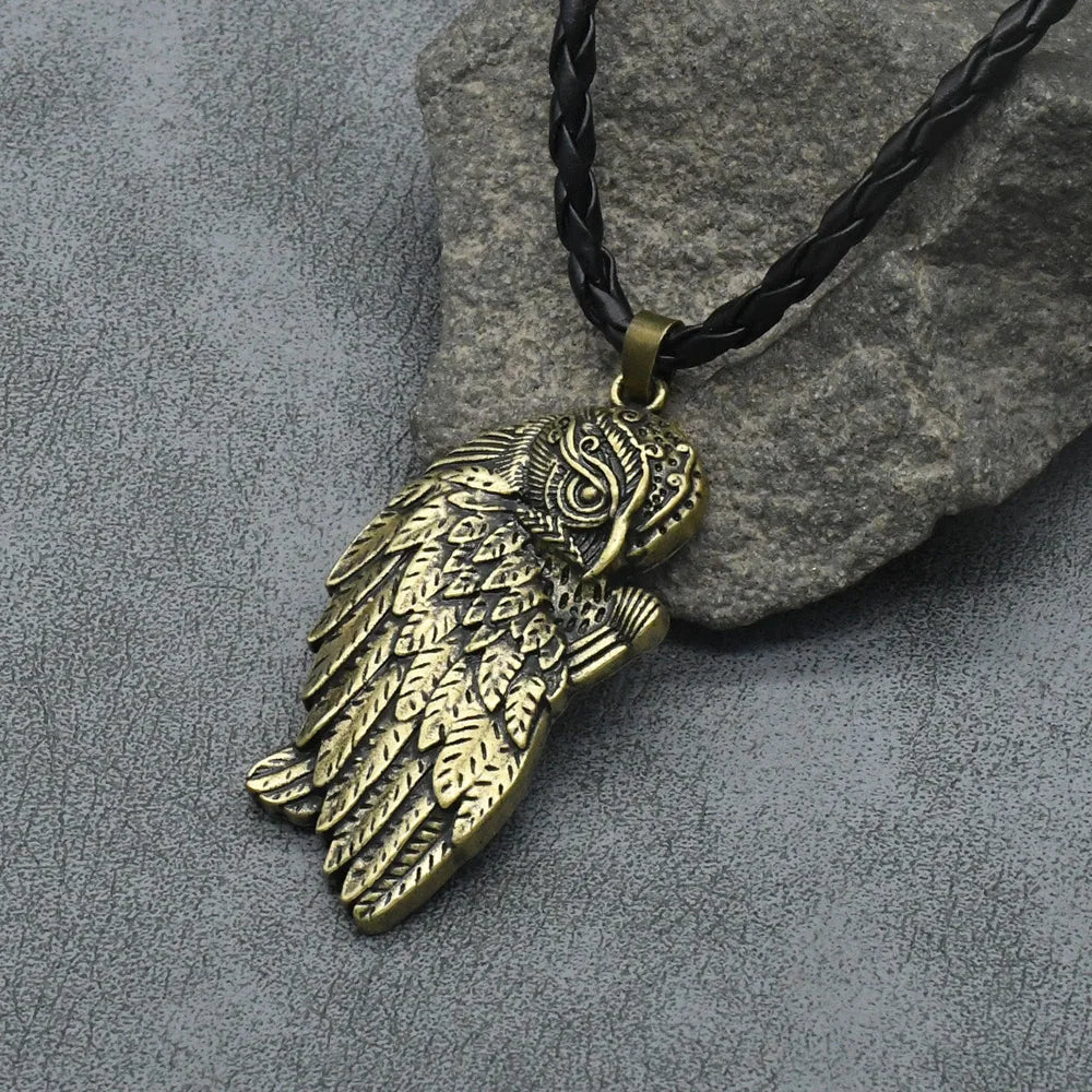 Norse Viking Odin Raven Pendants Necklaces For Women Men Vintage Amulets Talismans Jewlery Dropshipping