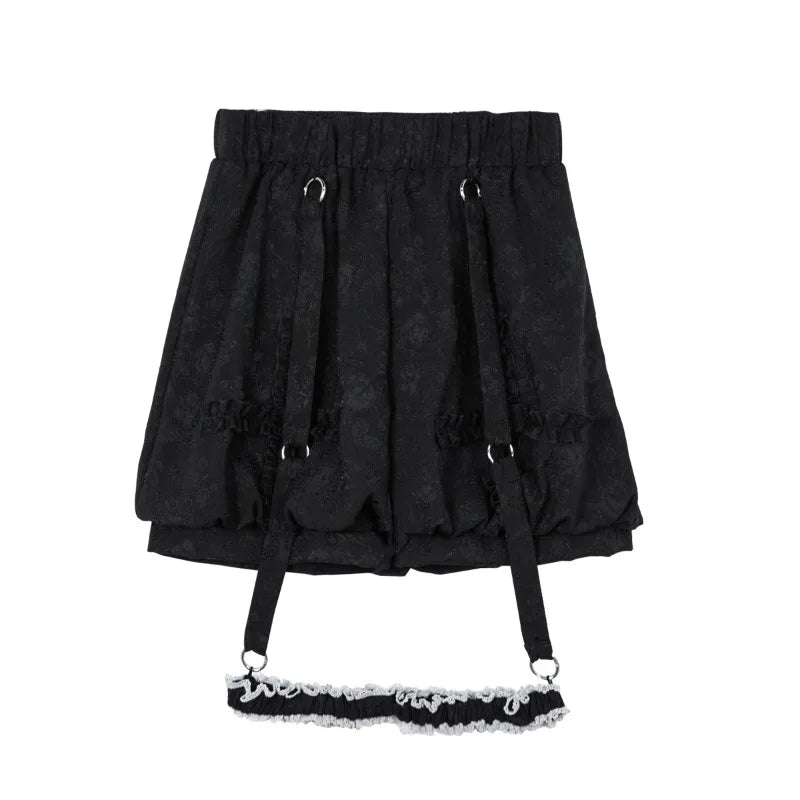 Victorian Vintage Gothic Lolita Dress Set Women Punk Y2k Long Sleeve Shirt Lace Ruffle Black Skirt Halloween Cosplay Party Dress