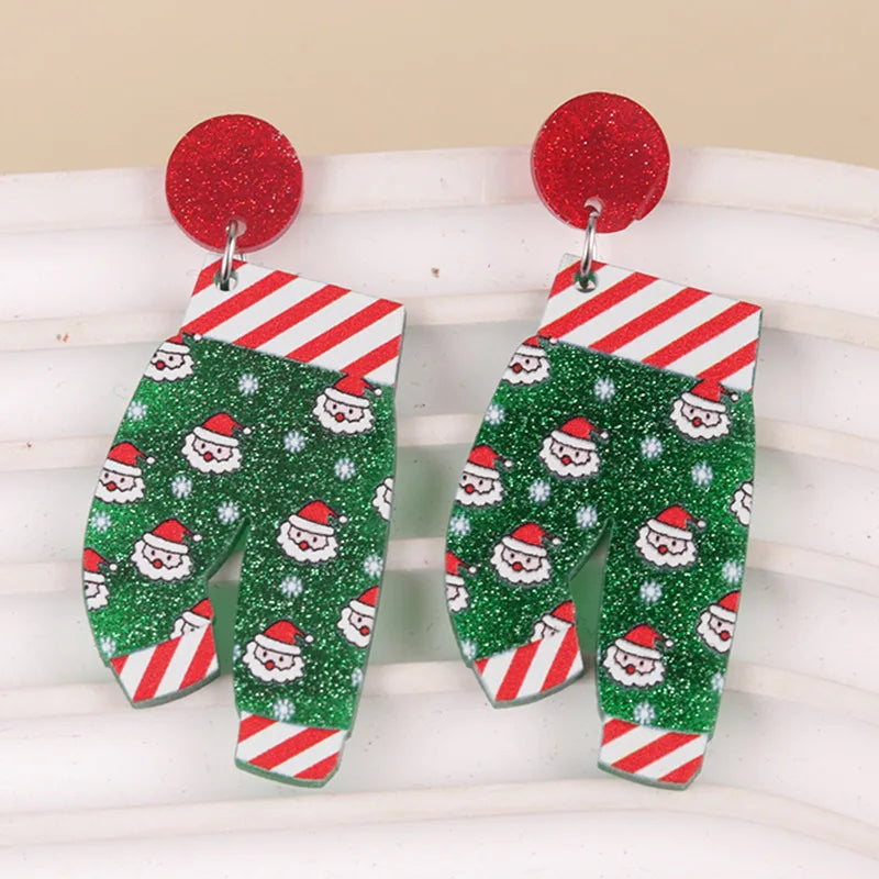 Creative Santa Claus Snowman Embrace Earrings for Women Wear Scarf Snowman Snowflake Pant Shape Pendant Earring Christmas Gifts