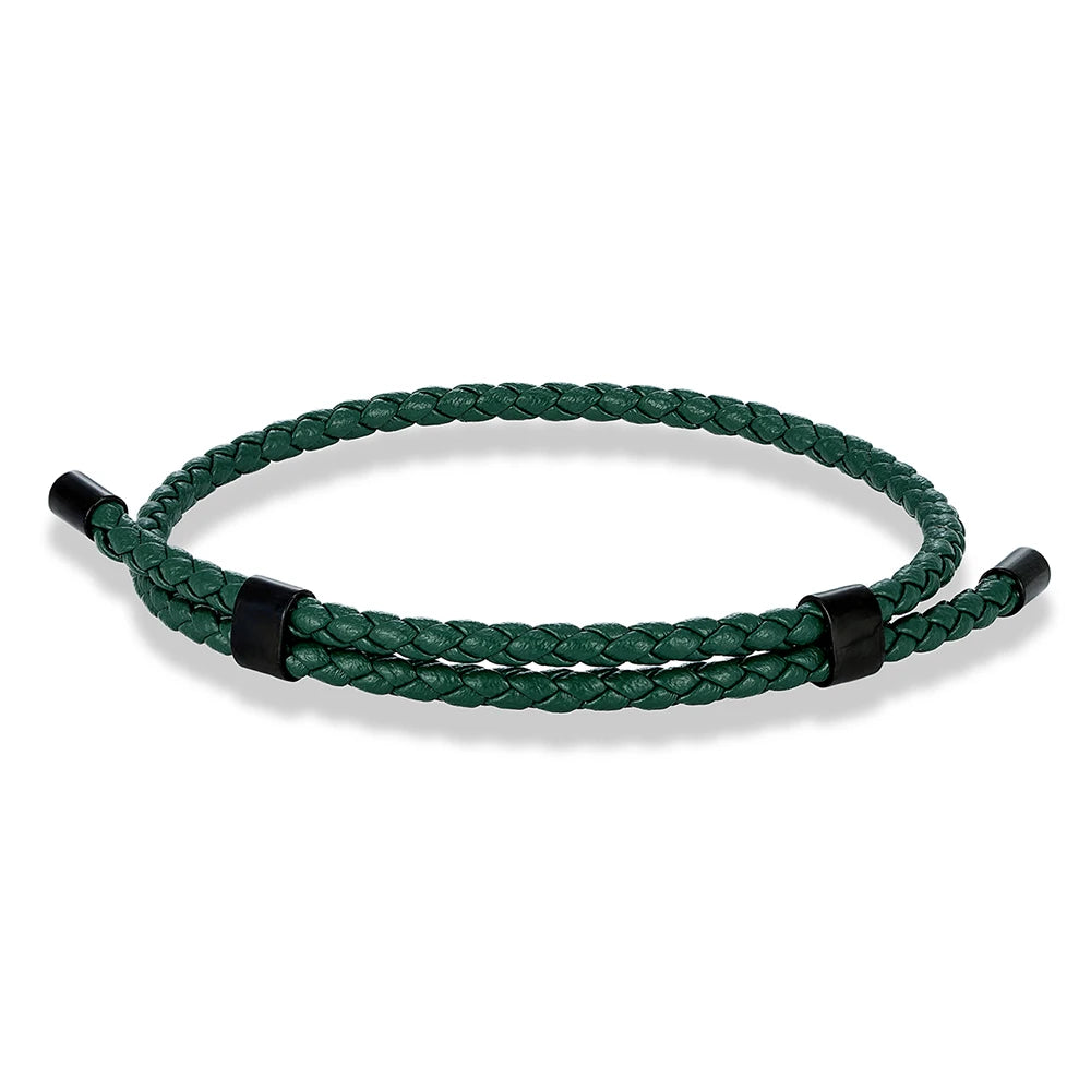 MKENDN Simple Style Men Titanium Steel Bracelet 3mm Red Leather Braided Rope Women High Quality Adjustable Charm Jewelry