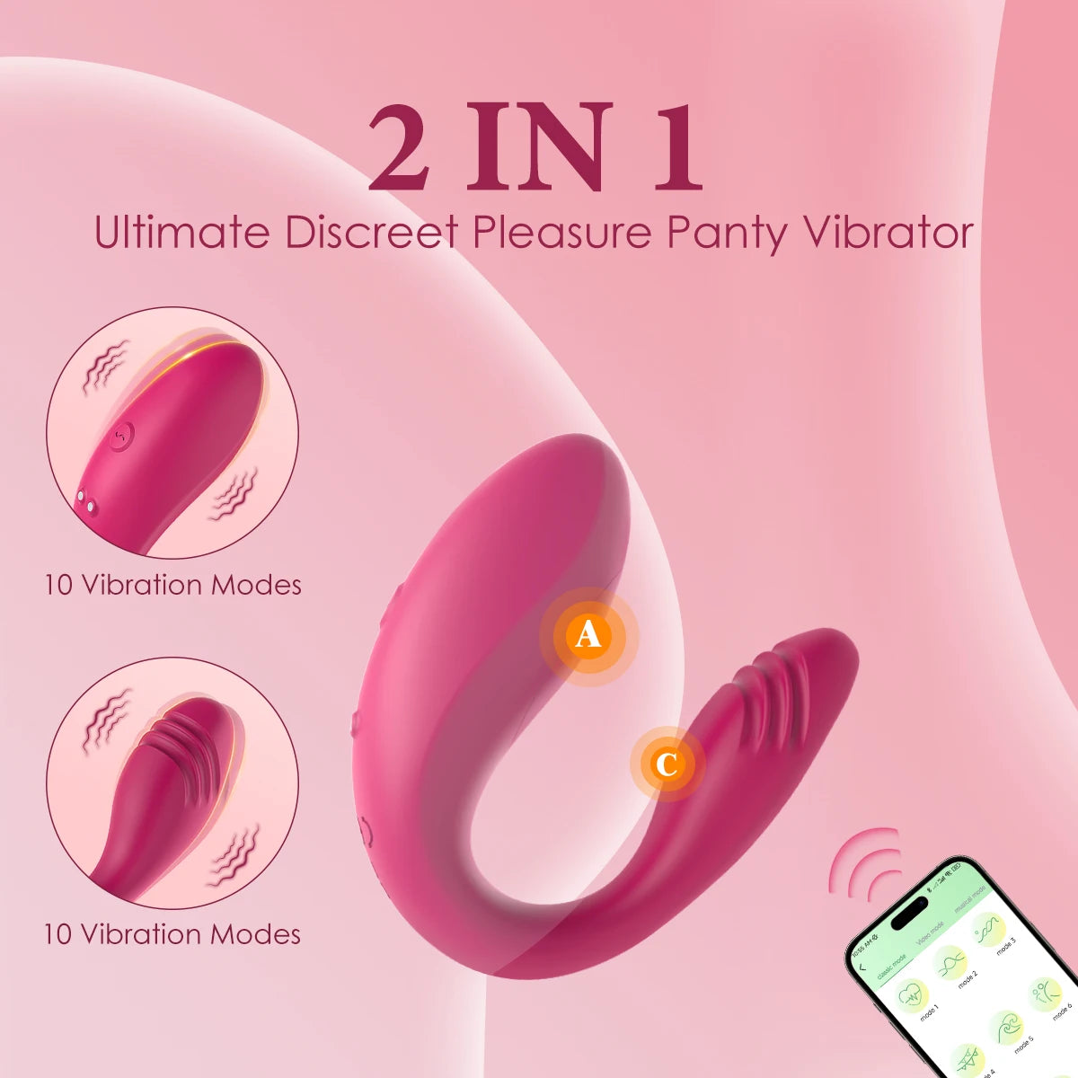 Wireless APP Control Vibrator Female Dual Motor U Shape Clitoris Stimulator Dildo Wearable Sex Toys for Women Couple Adult 18+