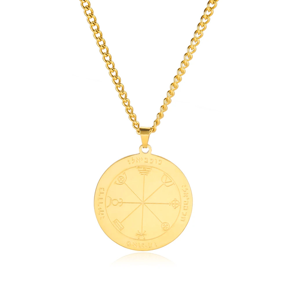 Schlüssel von Solomon Amulett Talisman Männer Halskette Erste Zweite Fünfte Siebte Pentagramm Der Jupiter Venus Mar Mond Halsketten Schmuck