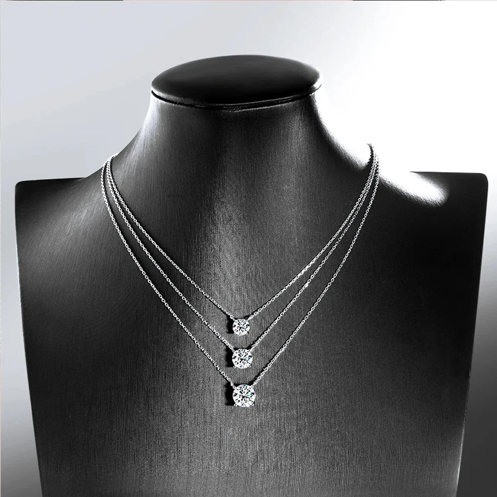 Serenity 1ct 2ct Moissanite Necklace for Women Gift S925 Sterling Silver Sparkling Lab Diamond Pendant Necklace Wedding Jewelry