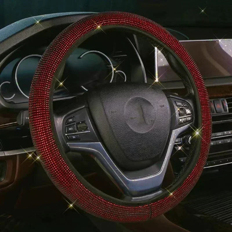 37/38cm Car Steering Wheel Cover Universal Bling Diamond Rhinestones Elasticity Interior Car Accessories for Four Seasons - Madeinsea©