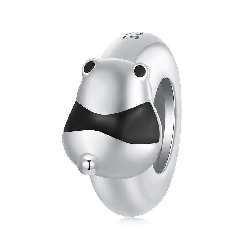 BAMOER Massives 925 Sterling Silber Panda/Katze/Stern Silikon Stopper Perlen passen Original Armband Schmuck DIY bamoer Classic Charm