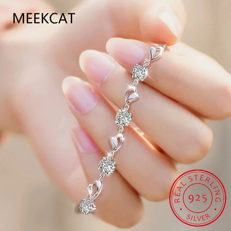 D VVS1 All Moissanite Heart Bracelet Necklace 925 Sterling Silver Prom Party Fine Jewelry with GRA Bracelets for Women