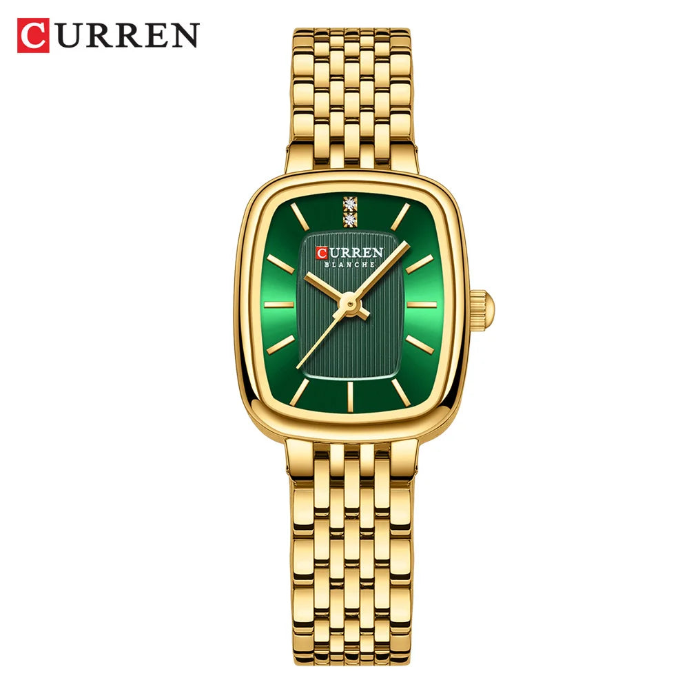 CURREN Fashion Dress Watches for Ladies Simple Quartz Stainless Steel Bracelet Wristwatch