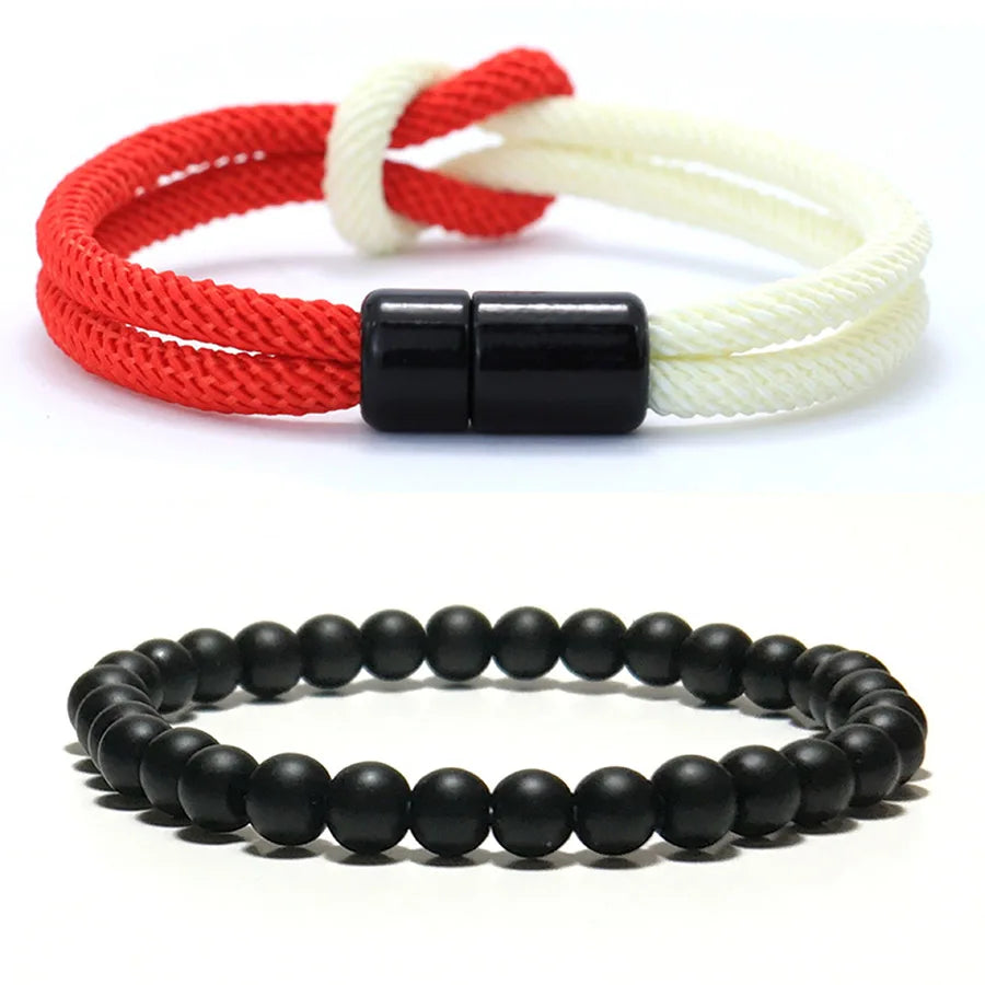 8 Styles Men Bracelet Set 2Pcs/Pair Grade A 4mm Bicolor Lucky Chinese Knot Cord Chain Braclet Pulseria Hombre Ukrainian Braslet