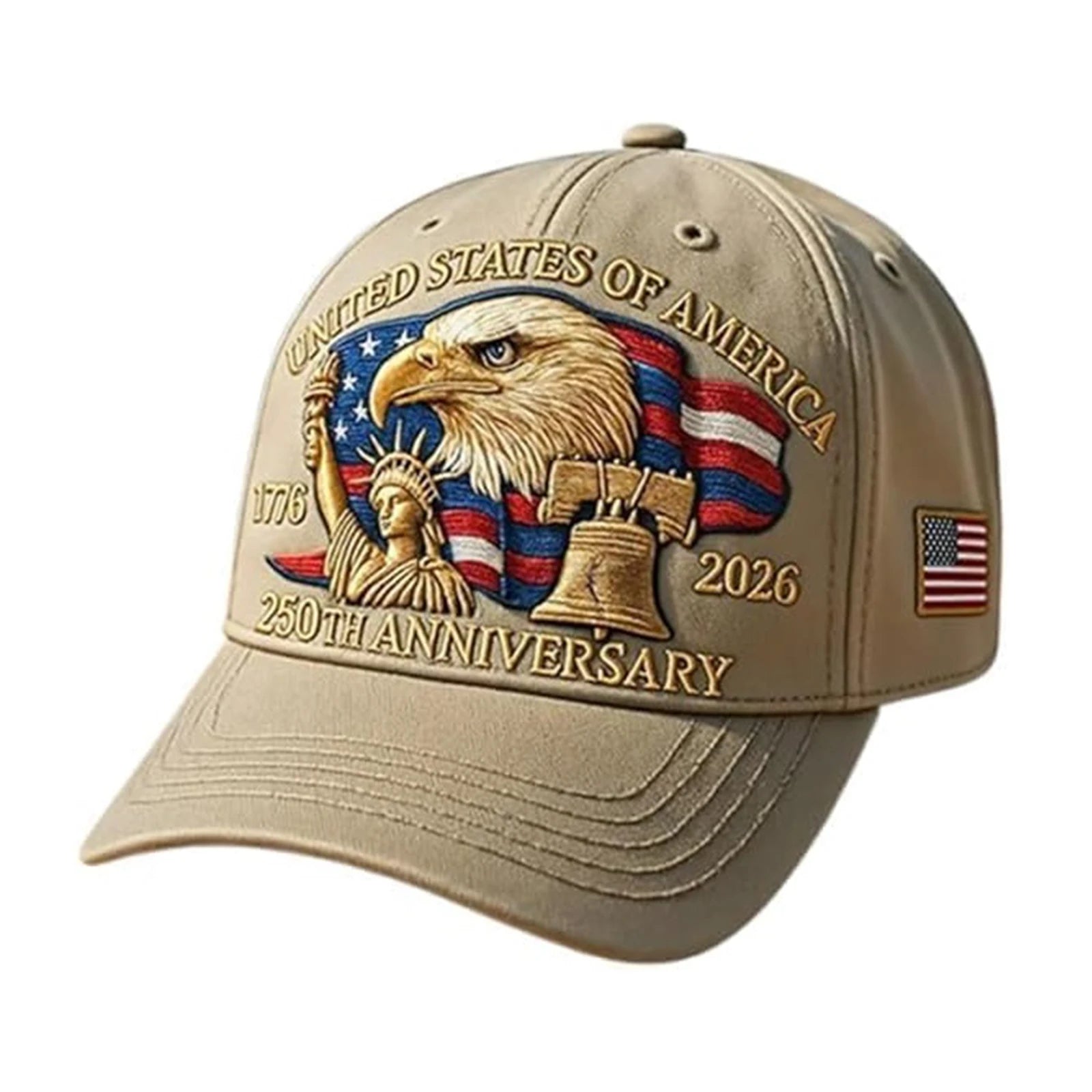 United States 250th Anniversary Cap Adjustable Washed Cotton Baseball Cap Vintage Tribute Eagle Printed Patriotic Trucker Hat - Madeinsea©