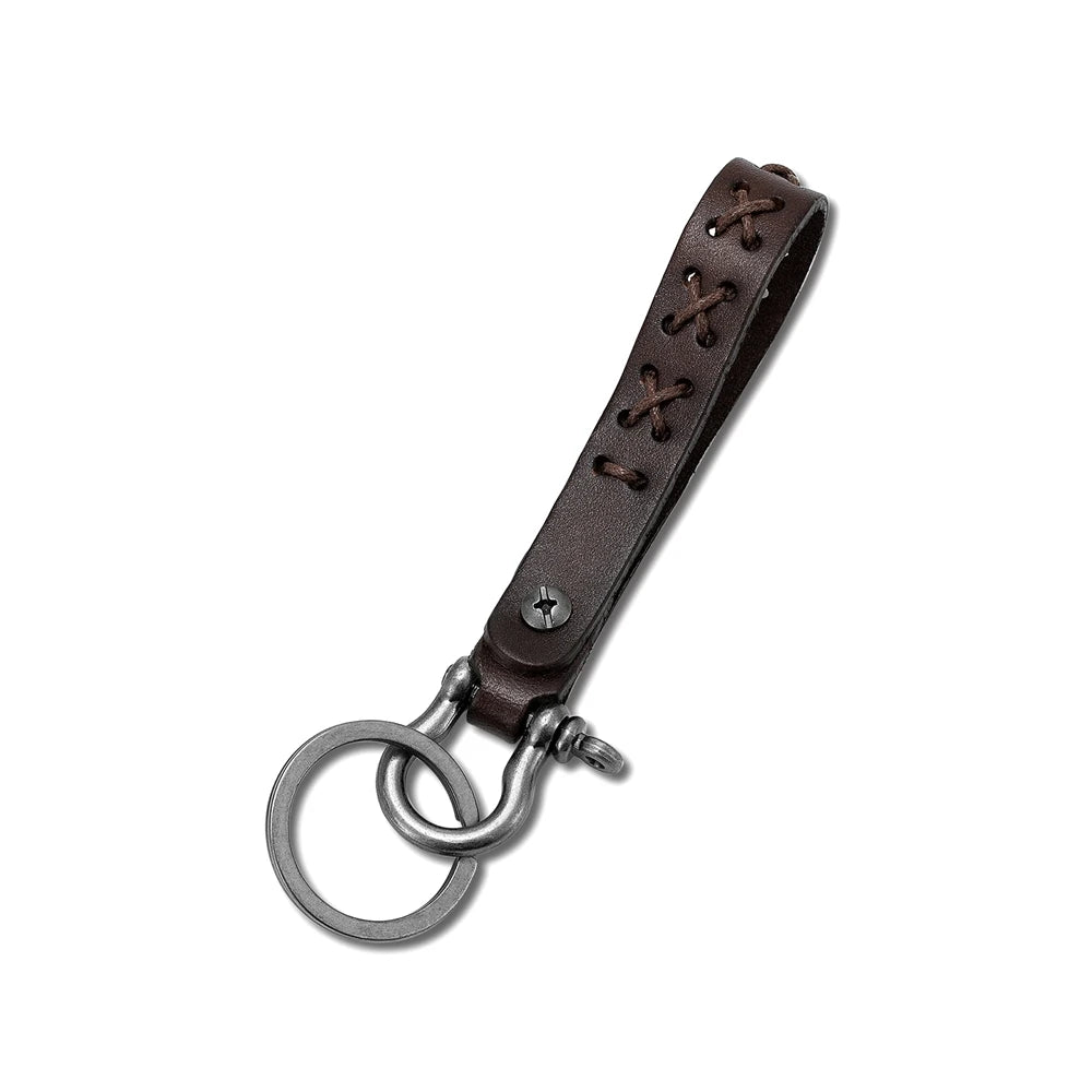 MKENDN Vintage Creative Handmade Leather Keychain Real Cowhide Car Key Rope Personalized Wrist Key Chain DIY Pendant Gift - Madeinsea©