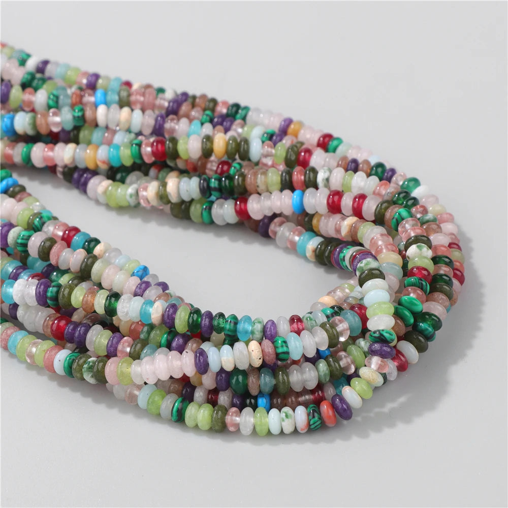 Natural Flat Round Stone Beads Abacus Shape Jaspers Quartzs Gems Beads For DIY Necklace Earrings Jewelry Making Accessori 2*4mm