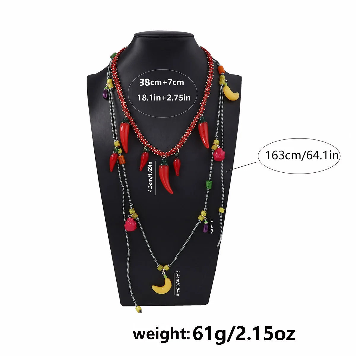 ZAA 2025 NEW Red Chain Chili Pendant Double-layer Necklace