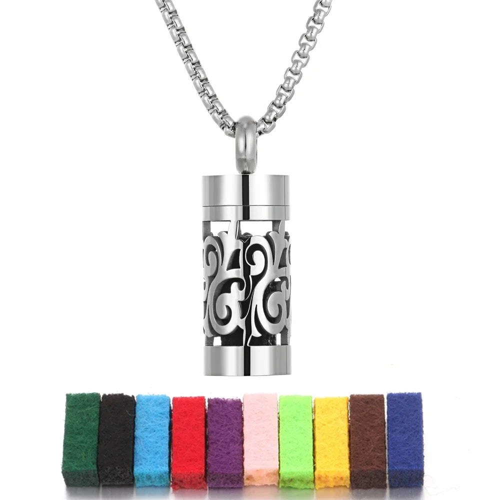 New Stainless Steel Aromatherapy Jewelry Necklaces Perfume Essential Oil Diffuser Pendant Necklace Flower Locket Aroma Necklaces