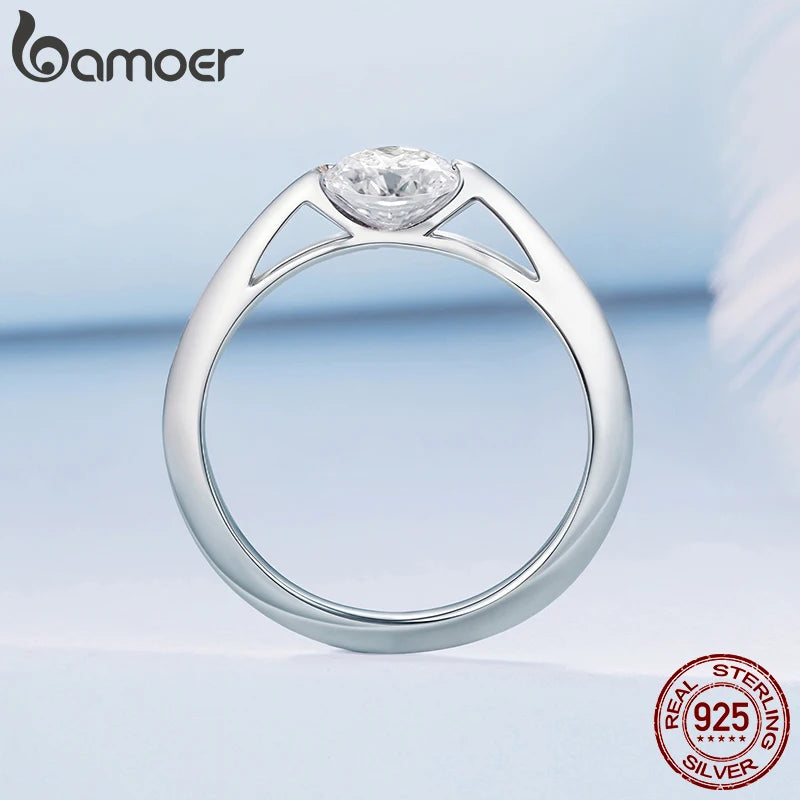 BAMOER 925 Sterling Silber Drehring Statement-Ring Stressabbau Spinner-Bandring für Damen Freundin Verlobung Besonderes Geschenk