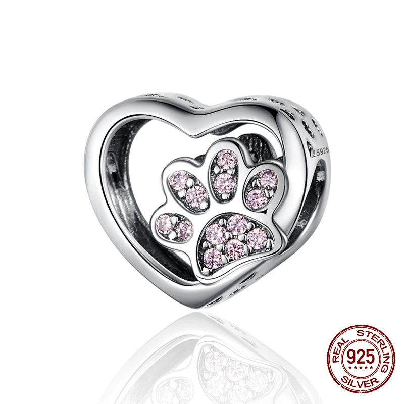 WOSTU 100% 925 Sterling Silver Cute Kitty Black Cat Charms Animal Bead for Women Fit Original DIY Bracelet Necklace Jewelry Gift