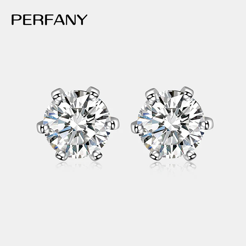 PERFANY 0.3-2CT Moissanite Stud Earrings for Women S925 Pure Silver Screw Six Claw Laboratory Diamond Wedding Fashion Jewelry - Madeinsea©