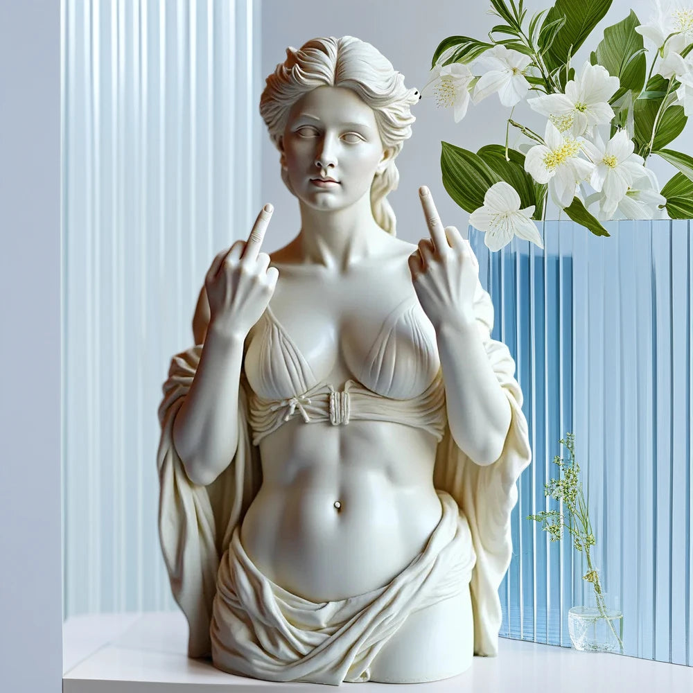 3D Venus Statue Vienna Goddess Vertical Middle Finger Ornament Parody Resin Office Home Cultural Decoration Gifts for Friends